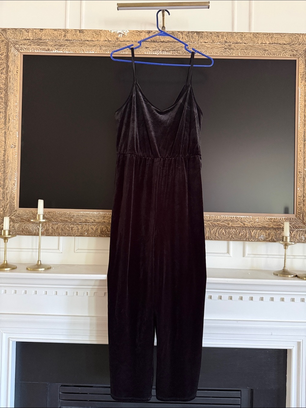 wild fable Black Velvet Spaghetti Strap Jumpsuit
